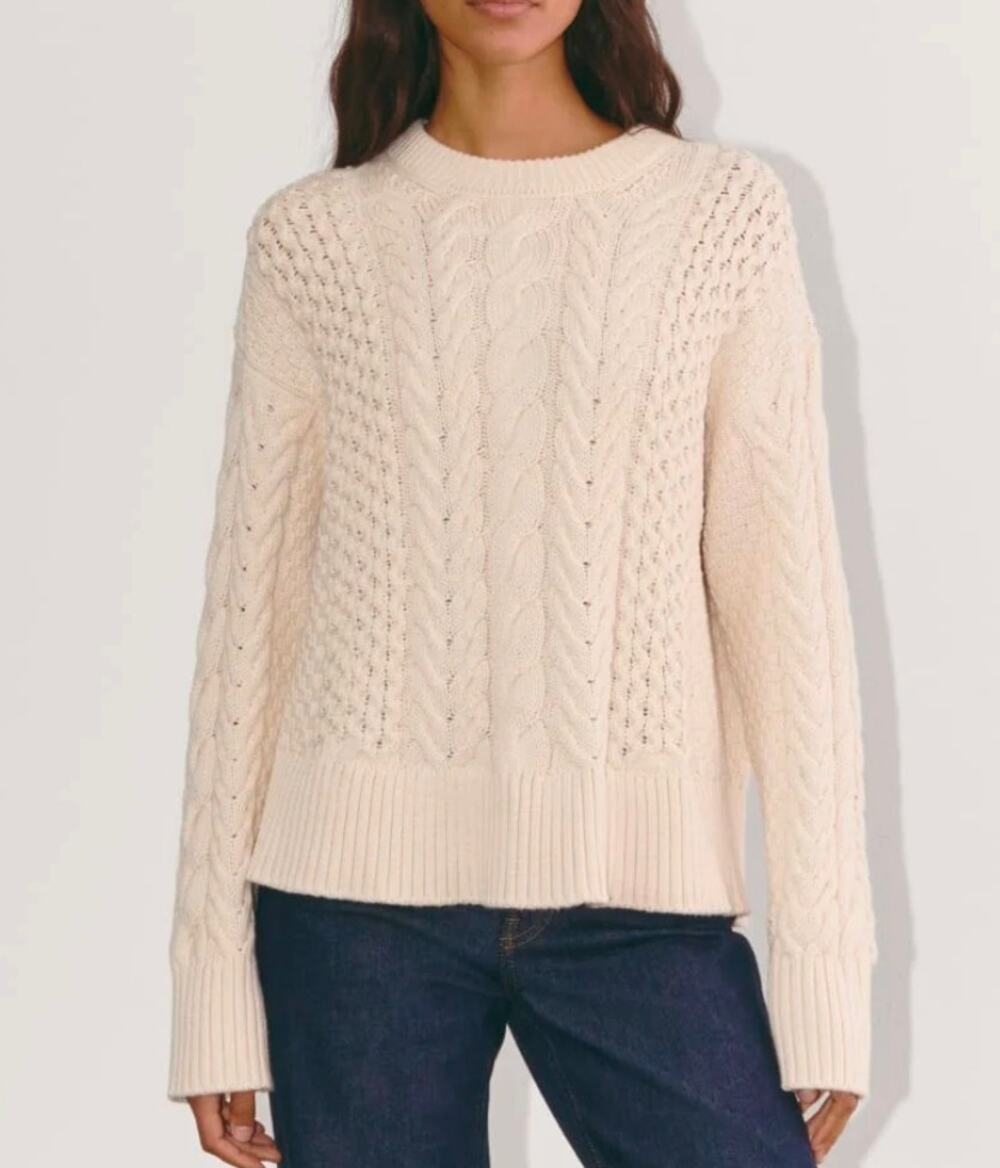 Everlane Cotton Cable Knit Crewneck Sweater Size XS NWT